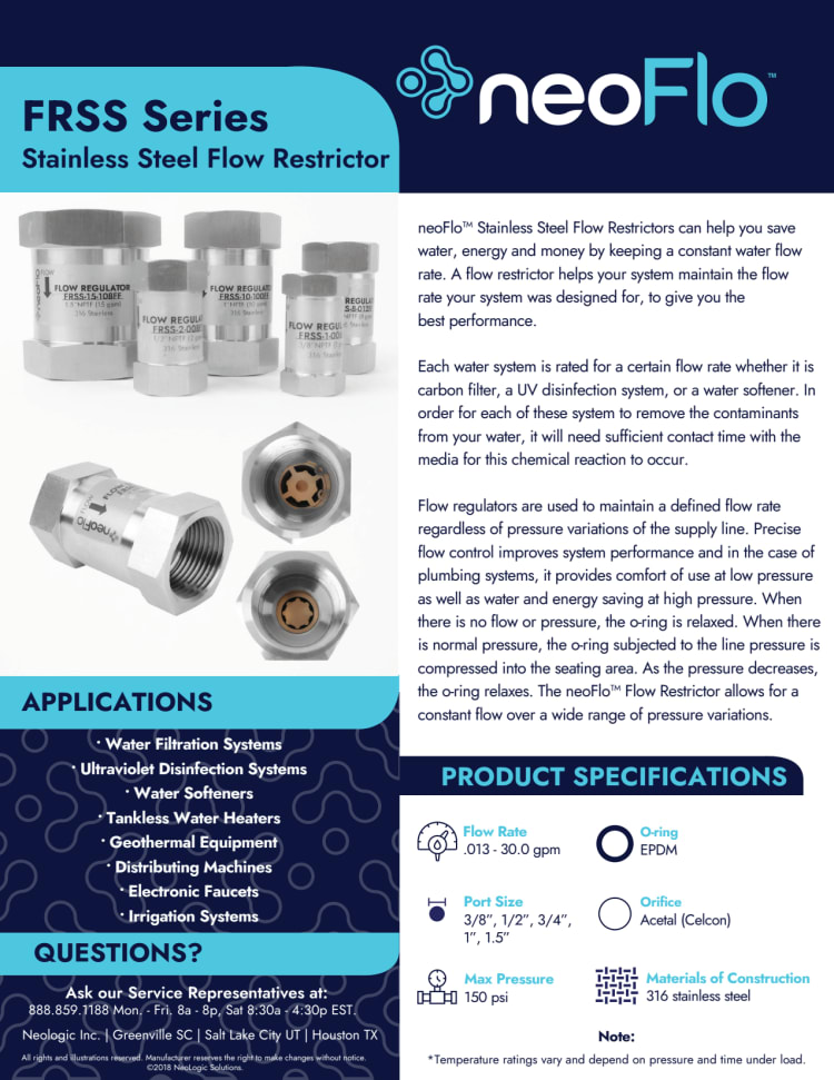 Neo-Pure Stainless Steel Flow Restrictor 13 GPM SS 1