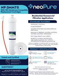Neo-Pure NP-3MM75 SQC Compatible Membrane 75gpd TFC Manual