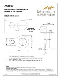 Mountain Plumbing Faucet Air Gap Unit for MT1823-NL, MT1833-NL & MT1843-NL Manual