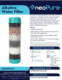neoPure 2.5 x 10 Alkaline Water Filter Cartridge with 6-Media Mineral Blend Manual