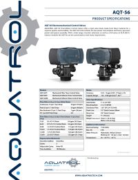 AQATROL AQT-56 SOFTENER/METER VALVE,110V/60HZ Manual