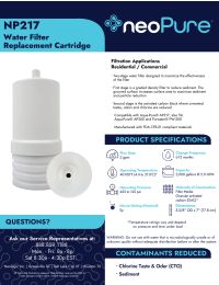 Neo-Pure NP217 Replacement Filter Cartridge Aqua-Pure AP217 Compatible without O-Ring Manual