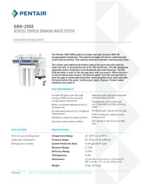 Pentek 4 Stage Reverse Osmosis System GRO-2550 Manual