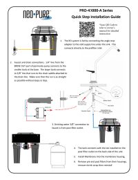 neoPure 4 Stage 75 GPD RO Manifold Retrofit, Alkaline Remineralizer, 0.5 Post Filter and Permeate Pump Manual