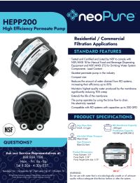 NeoFlo HEPP200 Permeate Pump NSF Certified for up to 200 GPD Manual