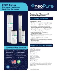Neo-Pure CTOX-2520 20 x 2-1/2 CTO/Cyst/LEAD/VOC Carbon Block Water Filter 0.5 mic Manual