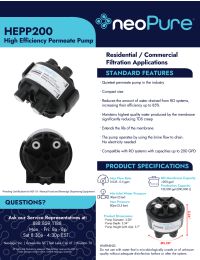 NeoFlo HEPP200 Permeate Pump for up to 200 GPD Manual