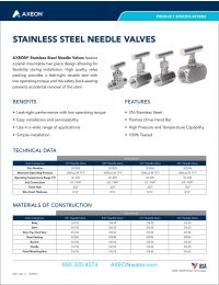 AXEON Needle Valve 316L Stainless Steel 3/4