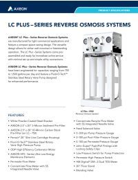 AXEON LC-1500 Plus Commercial RO System  50/60Hz 1PH Manual