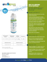 One Green Filter OGF-RF-CBPFSR2 CTO/Lead Reduction Filter Cartridge Manual