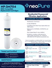 Neo-Pure NP-3M704 SQC Compatible Carbon Pre/Post Filter Manual