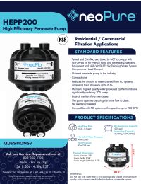 neoFlo HEPP200 Permeate Pump NSF Certified for up to 200 GPD Manual