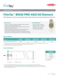 Filmtec BW30-PRO-400/34i High Rejection and Low Fouling Brackish Water RO Membrane Element, 11,000 GPD Manual