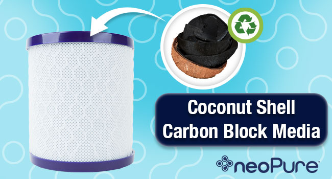 neoPure NP-1SG highlighting the coconut shell carbon block media