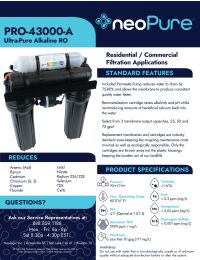 neoPure 4 Stage 75 GPD RO Manifold Retrofit, Alkaline Remineralizer, 0.5 Post Filter and Permeate Pump Manual